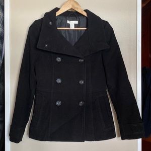 H&M Women’s Double Breasted Pea Coat. Black. Size US 4.